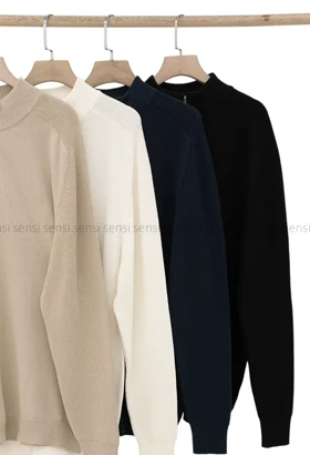 بلوز بافت یقه 5سانت نیم زیپ مردانه کد20000041