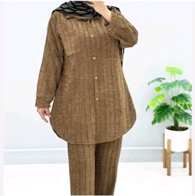 ست مانتو و شلوار زنانه مخمل پاییزی