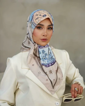 روسری LV ابریشم دور دست دوز (قواره 90) 30143