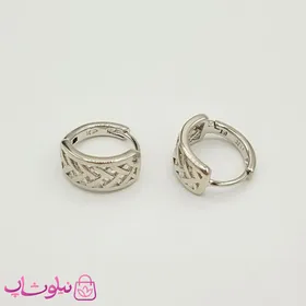 گوشواره حلقه‌ای پهن کوچک ژوپینگ نقره ای