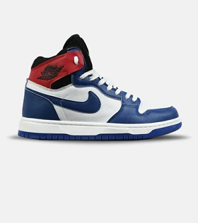 کفش کتانی مردانه و زنانه ساق‌دار سفید آبی قرمز NIKE jordan 1 مدل 8509