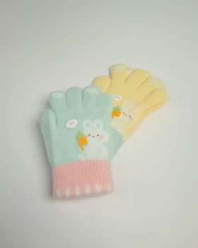 دستکش بچهگانه بافت موهر فانتزی مدل خرگوش شکمو