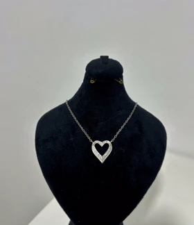 گردنبند نقره زنانه قلب نگین‌دار 997