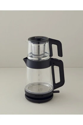 چای‌ساز شیشه‌ای و کتری English Home مدل CMK 6001 - مشکی