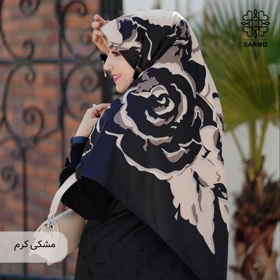 روسری ابریشم کجراه رزالیا (مشکی کرم)