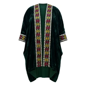 رویه باستانی آستین سه ربع مخمل سبز (ایراد دار قابل رفع) سایز 36 تا 38 کد 3322