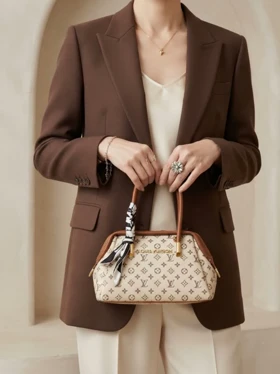 کیف صندوقی LOUIS VUITTON کرم ترند مد