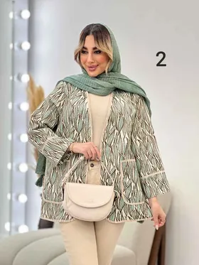 مانتو طرح دار نوار دوزی دو جیب