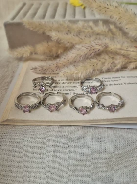 انگشتر جواهری فری سایز کالکشن صورتی