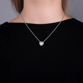 گردنبند نقره اصل 925 مدل قلب تک نگین ظریف دخترانه