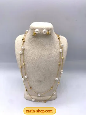 نیمست زنانه استیل مروارید دار طرح طلا