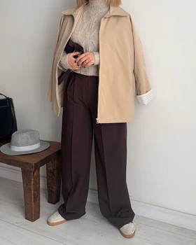 ترنچ کت Fly کرم (قد کوتاه)