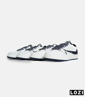 کفش کتانی مردانه و زنانه سفید سرمه ای NIKE LOUIS VUITTON x travis scott