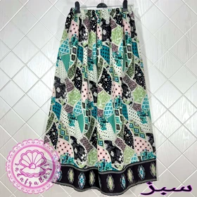 دامن نخی بلند چهل تیکه در رنگبندی متنوع(کد1382) (سبز)