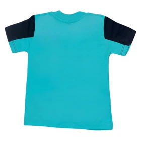 ست تیشرت آستین کوتاه و شلوارک پسرانه مدل خرس PJ1143 رنگ فیروزه ای
