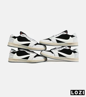 کفش کتانی مردانه کرم مشکی NIKE travis scott مدل 7109