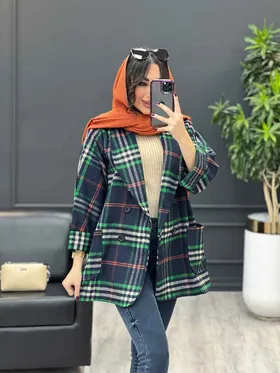 پالتو چهارخونه یقه آرشال