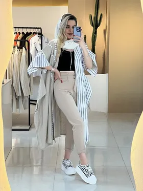 مانتو بلند کرم_سفید