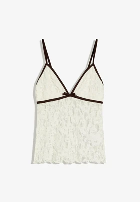 تاپ توری برشکا Bershka مدل Tank top with lace and bow