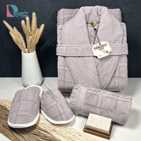 حوله ست یک نفره سه تکه مارتا رنگ یاسی
