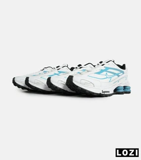 کفش کتانی مردانه سفید آبی نایک NIKE x SUPREME shox ride 2