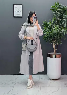 مانتو نازلی بلند کمرگت دار