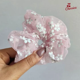 کش اسکرانچی توری بابونه صورتی کد 99