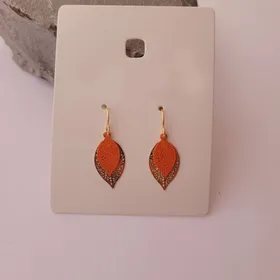 گوشواره آویز حصیری طرح برگ