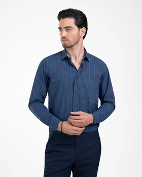 ام کی کالکشن پیراهن آستین بلند mk-22628-blue-red
