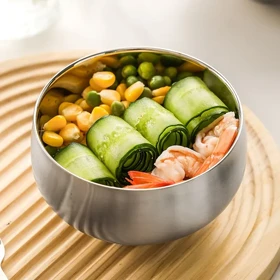 ست 4 عددی کاسه استیل سیلور دوجداره