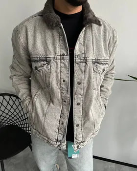 کاپشن جین وارداتی PULL&BEAR طوسی