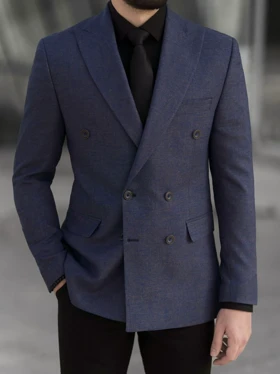 کت دبل برست سرمه ای کد c153