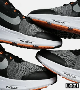 کفش کتانی بزرگ پا مشکی سفید نارنجی نایک NIKE air zoom