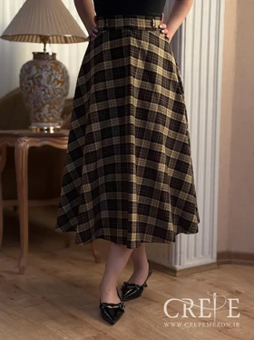 دامن کلوش کشمیر چهارخونه قد 87