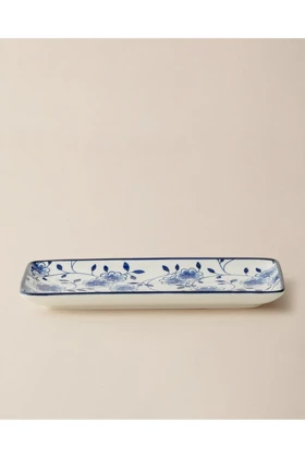 بشقاب سرو Madame Coco مدل Reve Bleu Seren Bone China - آبی/سفید