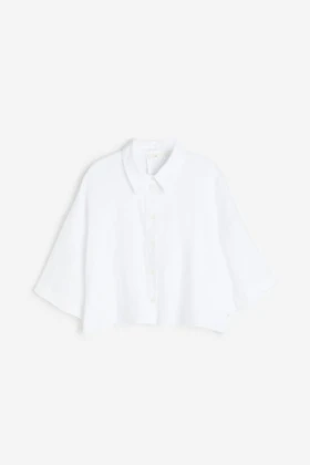 شومیز زنانه آستین کوتاه لینن اچ اند ام H&M