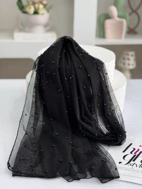 شال مشکی مرواریدی