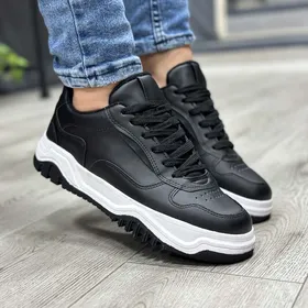 کفش برشکا مردانه مشکی زیره سفید bershka