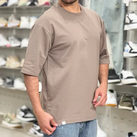 تیشرت مردانه ساده بیسیک رنگ نسکافه ای