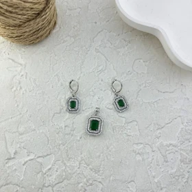 نیم‌ست زنانه مدل امرالد آمور طرح زمرد نگین‌دار