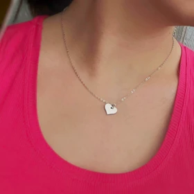 خرید گردنبند استیل قلب نقره ای