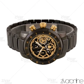 ساعت بولگاری زنانه سه موتوره صفحه مشکی طلایی 105724