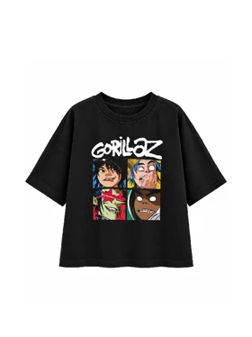 تیشرت باکسی مشکی طرح GORILAZ