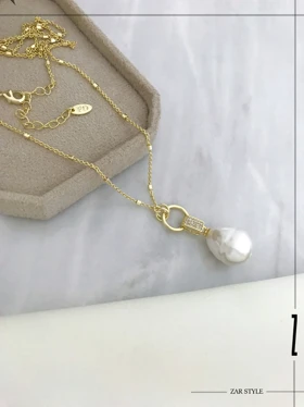 گردنبند رولباسی آویز مروارید باروک