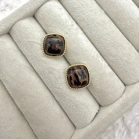 گوشواره مربعی با طرح پلنگی