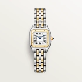 ساعت کارتیر پنتر زنانه دورنگ طلایی صفحه سفید Cartier panthere