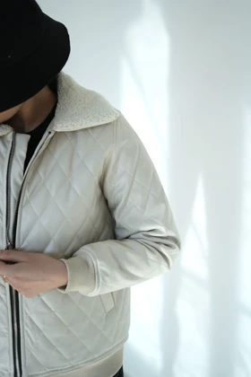 کت چرم یقه تدی
