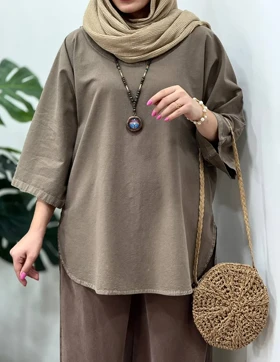 تونیک مانتویی لینن شاپرک 1(ایراد دار)
