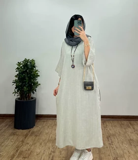 مانتو کفتان بلند لینن الناز 6 کد 2565