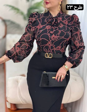 شومیز حریر آستین پف 2705